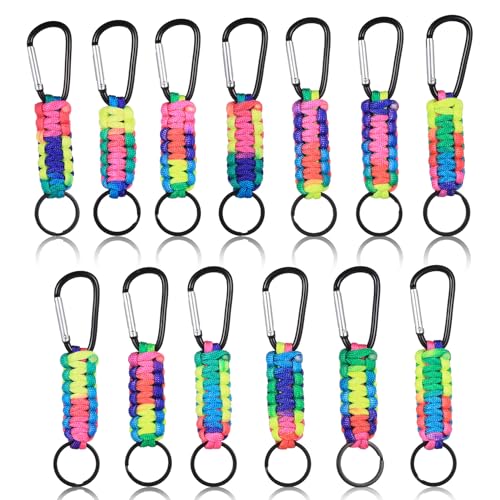 13 Stück Schlüsselband Karabiner, 14cm Paracord Schlüsselanhänger mit Karabiner, Geflochtene Lanyard Schlüsselanhänger Karabiner Schlüsselband Clip Schlüsselringe für Outdoor Camping Männer Frauen von runxsam