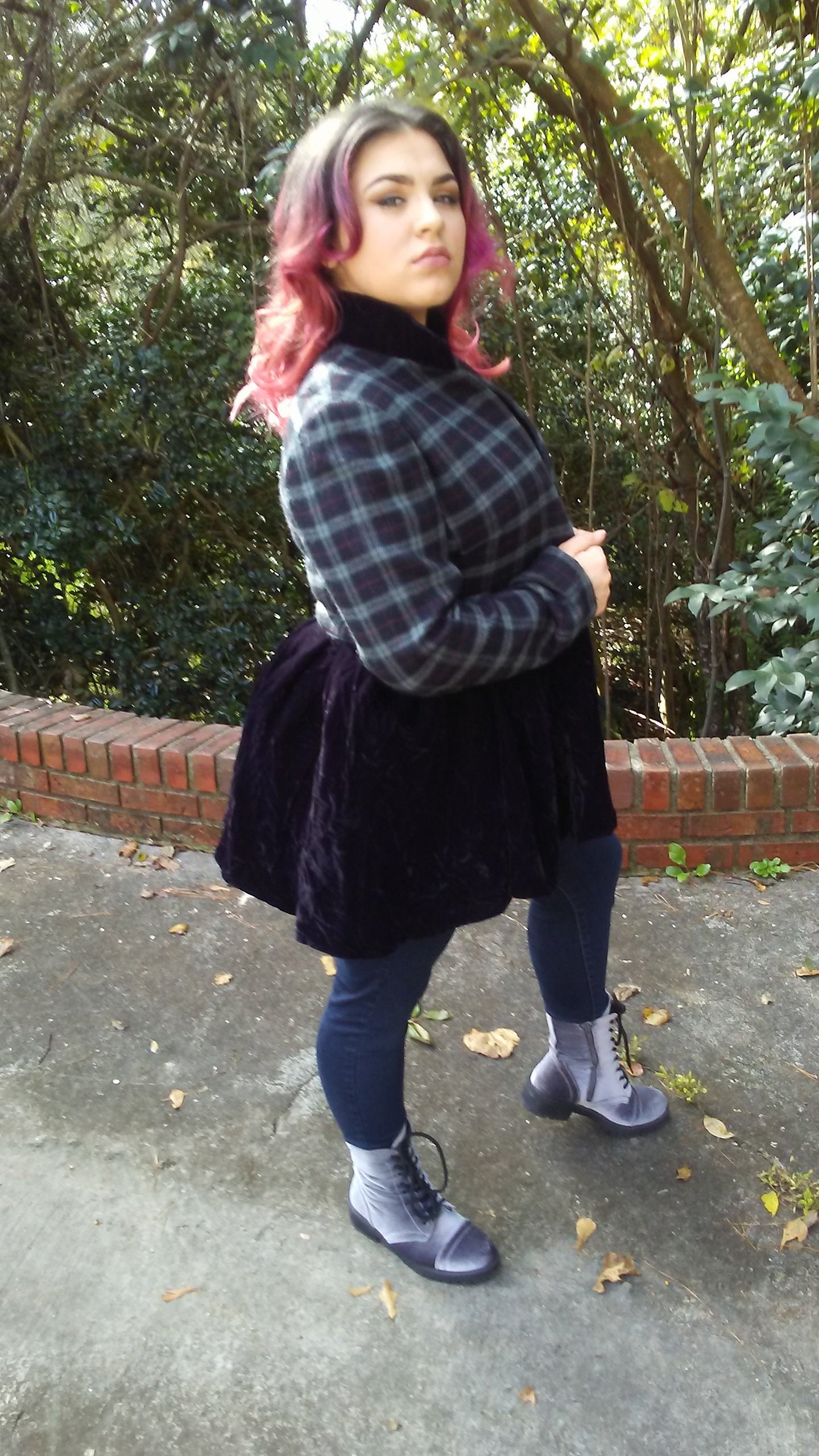 Jacke Aus Upcycling Wolle & Samt Gothik-Kleidung Kariert | Us Size 10 Jacke Aus Upcycling Wolle & Samt Gothik-Kleidung Kariert | Us Size 10 von rusticgypsyheart