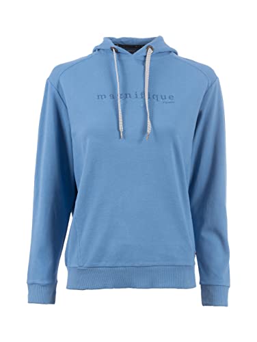 s'questo Damen Hoodie Soquesto Kapuzenpullover Basic Pulli mit Kapuze Schriftzug Print squesto, Gr.44, Blau von s`questo