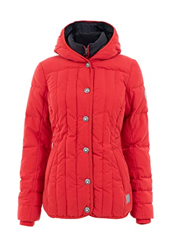 s’questo Damen Jacke Soquesto Winter Längssteppung eingesetzter Stehkragen Kapuze Knopfleiste Reißverschluss Taillenregulierung Taschen waschbar squesto, Gr. 36, Rot von s`questo