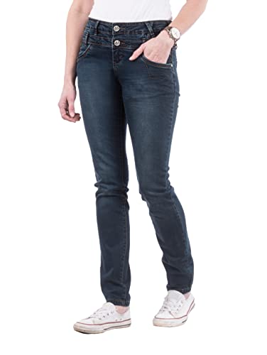 s'questo Damen Jeans Einfarbig, Gr. 34, Blau von s`questo