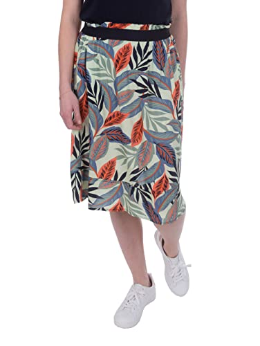 s’questo Damen Rock Soquesto kurzer Sommerrock mit Schwung Viskose mehrfarbiger Blätterprint Gummibund Taschen squesto, Gr.36, Grün von s`questo