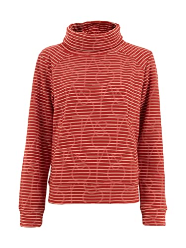 s'questo Damen Rollkragenpullover Soquesto Lange Ärmel mit Streifenmuster Sweatshirt Innen Kuschelig Teddy, Gr. 44, Rot von s`questo