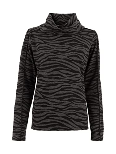 s'questo Damen Sweater Soquesto Warmer Rollkragenpulli Sweatshirt mit Animal Print, Gr. 42, Schwarz von s`questo