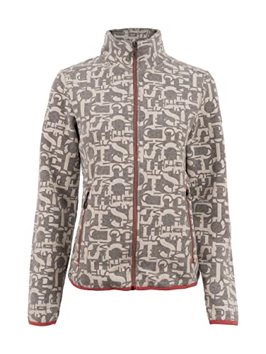 s'questo Damen Sweatjacke Soquesto mit Hohem Kragen und Reißverschluss Schriftmuster Print, Gr. 40, Grau von s`questo