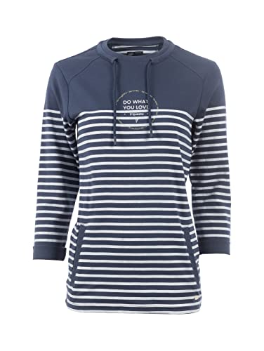 s‘questo Damen Sweatshirt squesto Dünn Gestreift Kängurutasche Lässig Casual Frühling Crew Neck Kurze Ärmel Baumwolle ohne Kapuze Soquesto, Gr. 36, Blau von s`questo