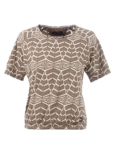 s'questo Damen T-Shirt Soquesto Rundhalsausschnitt Komfortable Ärmel Halbarm Ethnomuster Grafischer Allover-Print mit Top zum Unterziehen squesto, Gr.36, Braun von s`questo