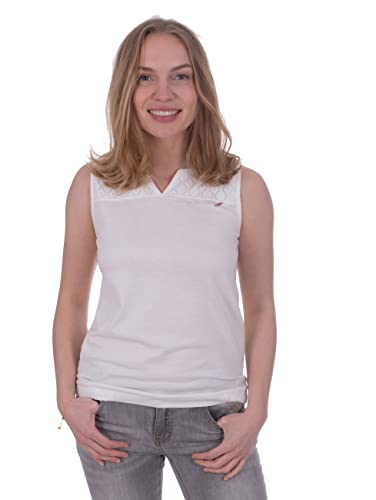 s'questo Damen T-Shirt Soquesto Sommer Oberteil Casual Top Elegant mit Spitze ohne Ärmel squesto, Gr.40, Weiß von s`questo