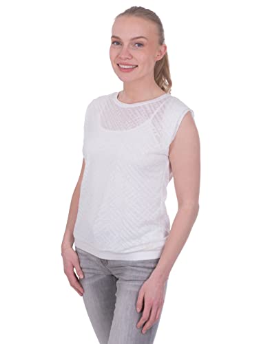 s'questo Damen Top Soquesto Sommer Ausbrenner Optik Burn Out Tanktop Ärmellos Rundhals mit Spaghettiträgertop squesto, Gr.38, Weiß von s`questo