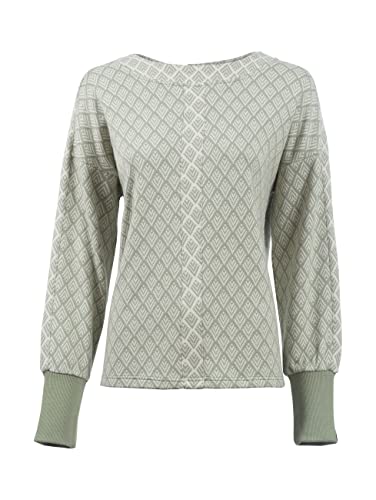 s'questo Pullover Damen Soquesto Strickpulli Rundhals Strickpullover mit Muster, Gr.40, Grün von s`questo