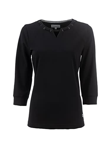 s'questo Shirt Damen Soquesto Rundhals mit Kleinem Ausschnitt Shirt 3/4 Ärmel squesto, Gr.38, Schwarz von s`questo