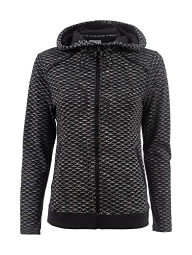 s'questo Sweatjacke Damen Soquesto Sweatshirtjacke Baumwolle mit Kapuze Lang Reißverschluss Jacke mit Muster squesto, Gr.42, Schwarz von s`questo