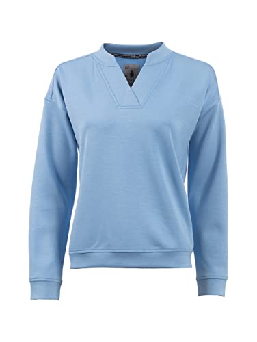 s'questo Sweatshirt Damen Soquesto Pullover Lange Ärmel V-Neck Basic Pulli squesto, Gr.38, Blau von s`questo