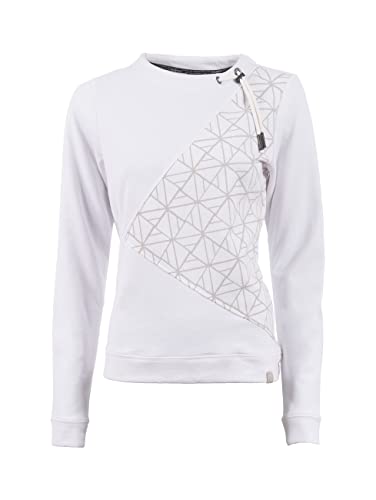 s'questo Sweatshirt Damen Soquesto Rundhals Pullover mit Muster Pulli Baumwolle Lange Ärmel squesto, Gr.36, Weiß von s`questo