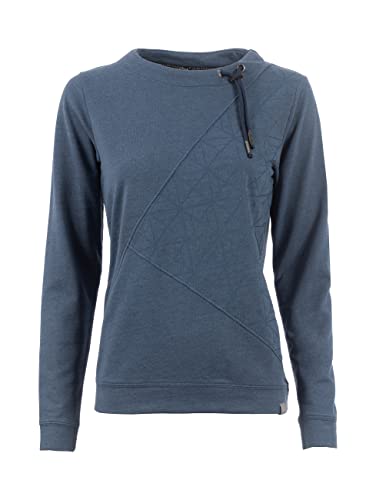 s'questo Sweatshirt Damen Soquesto Rundhals Pullover mit Muster Pulli Baumwolle Lange Ärmel squesto, Gr.42, Blau von s`questo