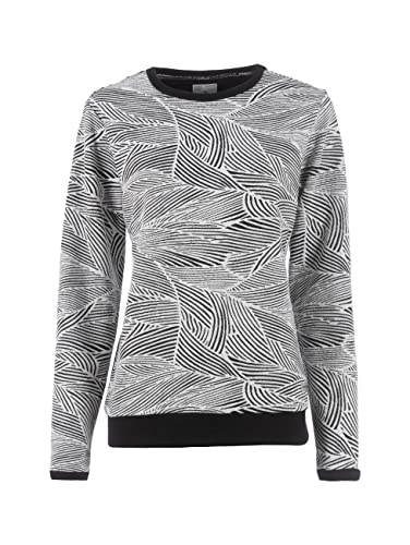 s'questo Sweatshirt Soquesto Longshirt mit Muster Sweater Rundhals Lange Ärmel Bund squesto, Gr.36, Schwarz von s`questo