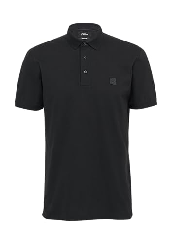 Piqué-Poloshirt aus Baumwollstretch mit Label-Patch schwarz XXL von s.Oliver BLACK LABEL