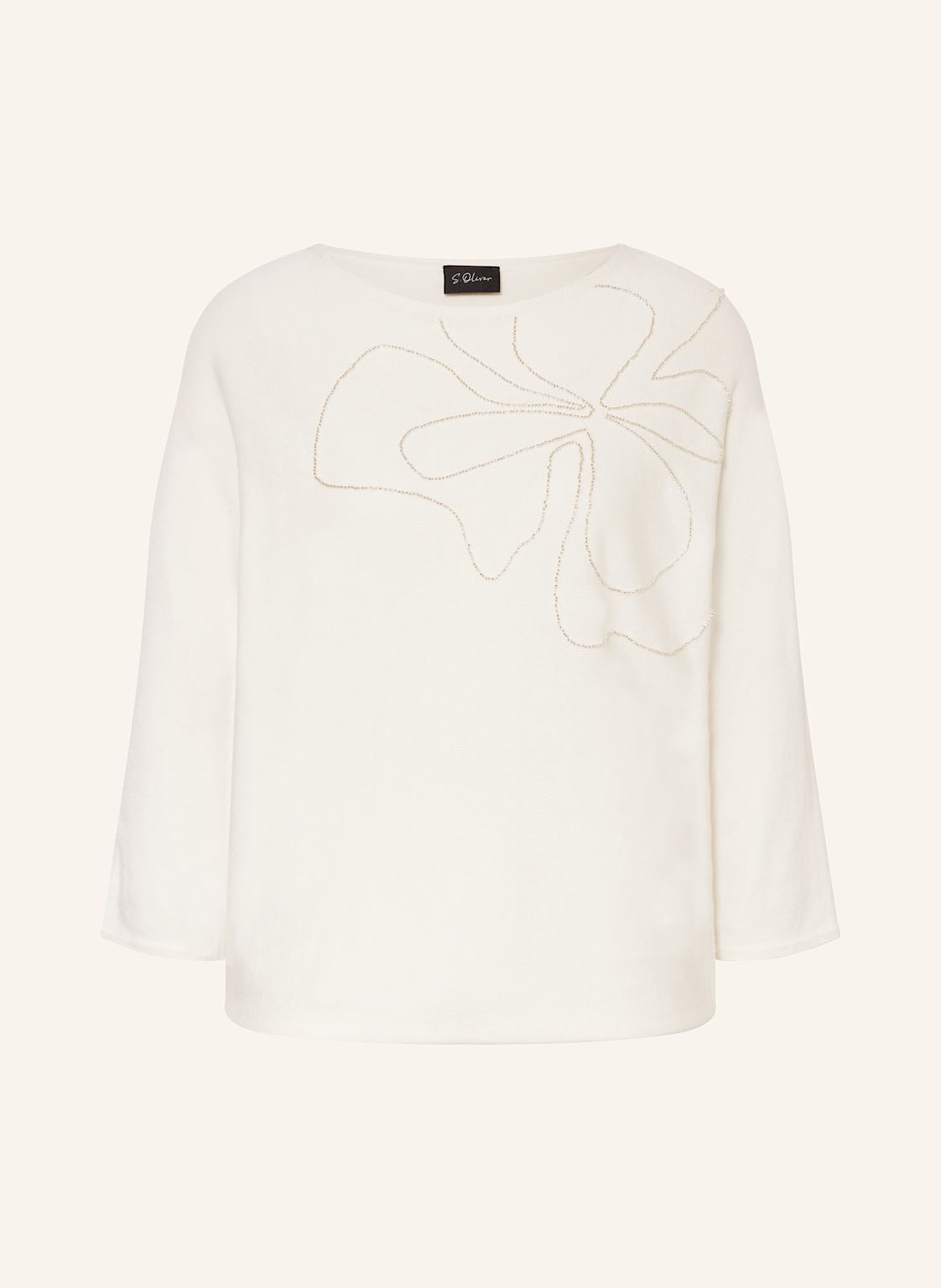 S.Oliver Black Label Pullover Mit 3/4-Arm Und Schmucksteinen weiss von s.Oliver BLACK LABEL