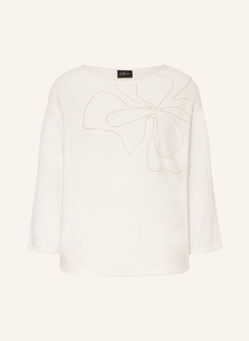 S.Oliver Black Label Pullover Mit 3/4-Arm Und Schmucksteinen weiss von s.Oliver BLACK LABEL