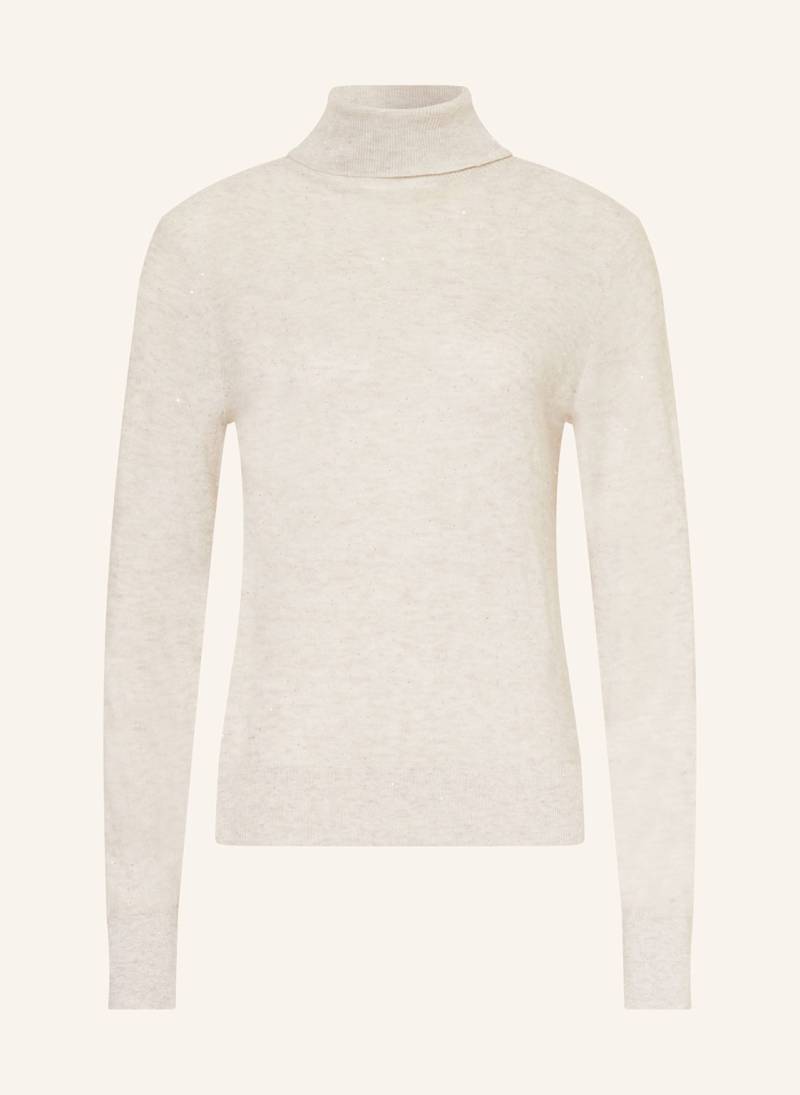 S.Oliver Black Label Rollkragenpullover Mit Glitzergarn Und Pailletten beige von s.Oliver BLACK LABEL