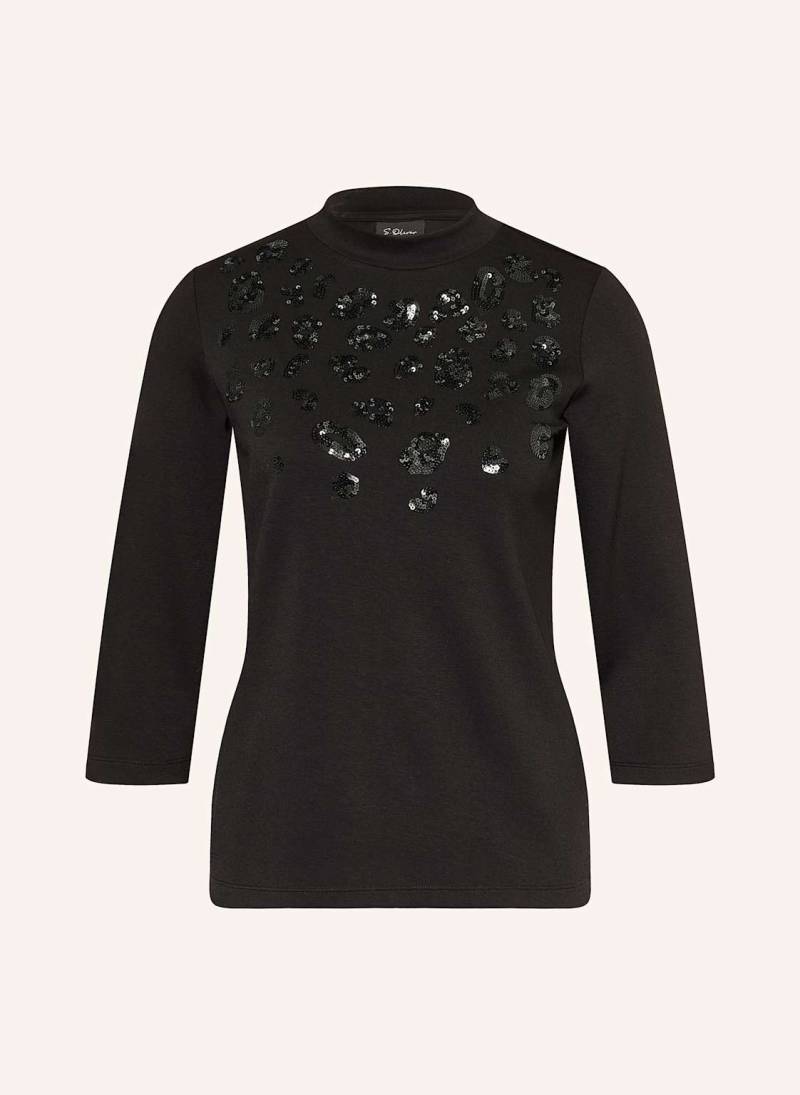 S.Oliver Black Label Shirt Mit 3/4-Arm Und Pailletten schwarz von s.Oliver BLACK LABEL