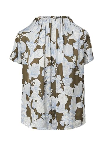 Satinbluse im Slim Fit mit Raffung und All-Over-Print olivgrün 40 von s.Oliver BLACK LABEL