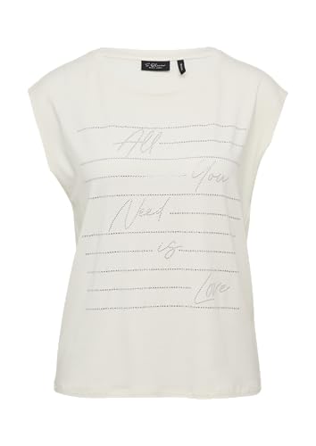 T-Shirt im Relaxed Fit mit Glitzer-Artwork Ecru 46 von s.Oliver BLACK LABEL