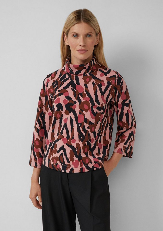 s.Oliver 3/4 Arm-Pullover Sweatshirt Gemustertes Scuba-Shirt mit weiten Ärmeln von s.Oliver