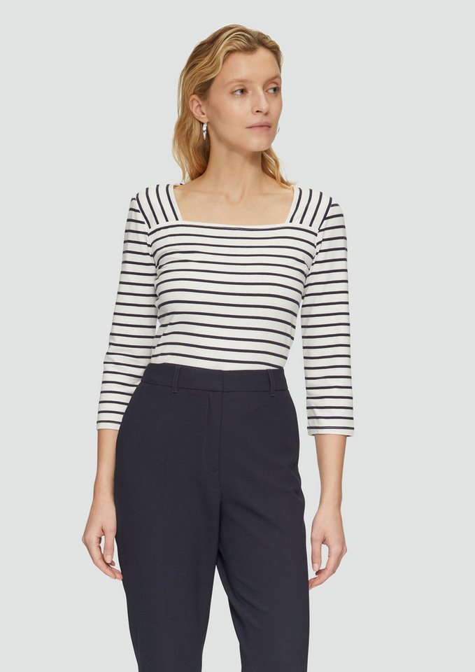 s.Oliver BLACK LABEL 3/4-Arm-Shirt Streifenshirt mit Karree-Ausschnitt von s.Oliver BLACK LABEL