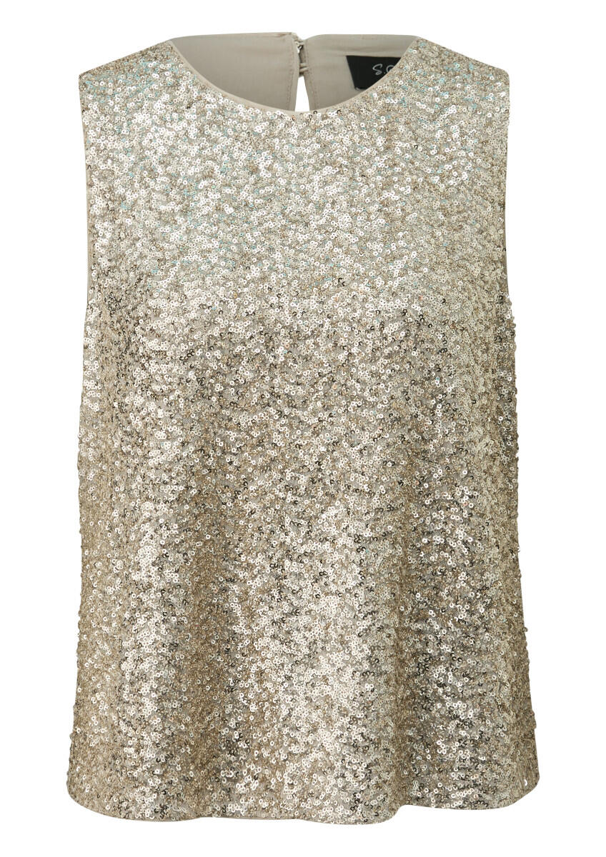 s.Oliver BLACK LABEL - Ärmellose Bluse mit Pailletten beige - Gr. - 34 von s.Oliver BLACK LABEL