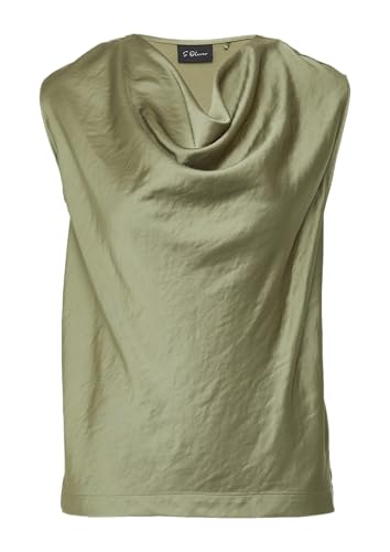 s.Oliver BLACK LABEL Ärmellose Satinbluse mit Wasserfall-Ausschnitt olivgrün 46 von s.Oliver BLACK LABEL