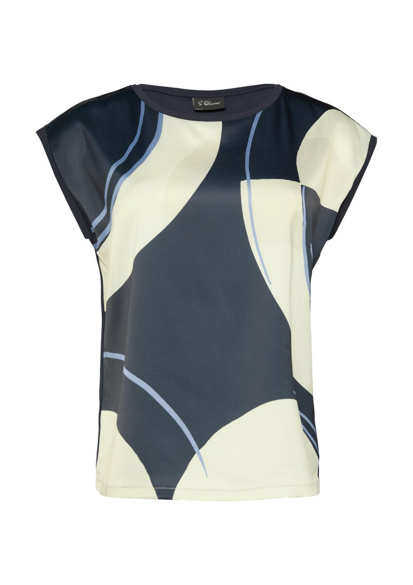 s.Oliver BLACK LABEL - Ärmelloses Shirt im Fabricmix blau - Gr. - 36 von s.Oliver BLACK LABEL