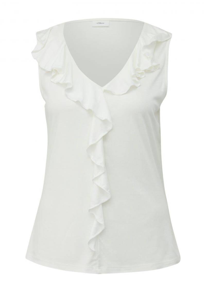 s.Oliver BLACK LABEL - Ärmelloses T-Shirt mit Rüschen weiß - Gr. - 40 von s.Oliver BLACK LABEL
