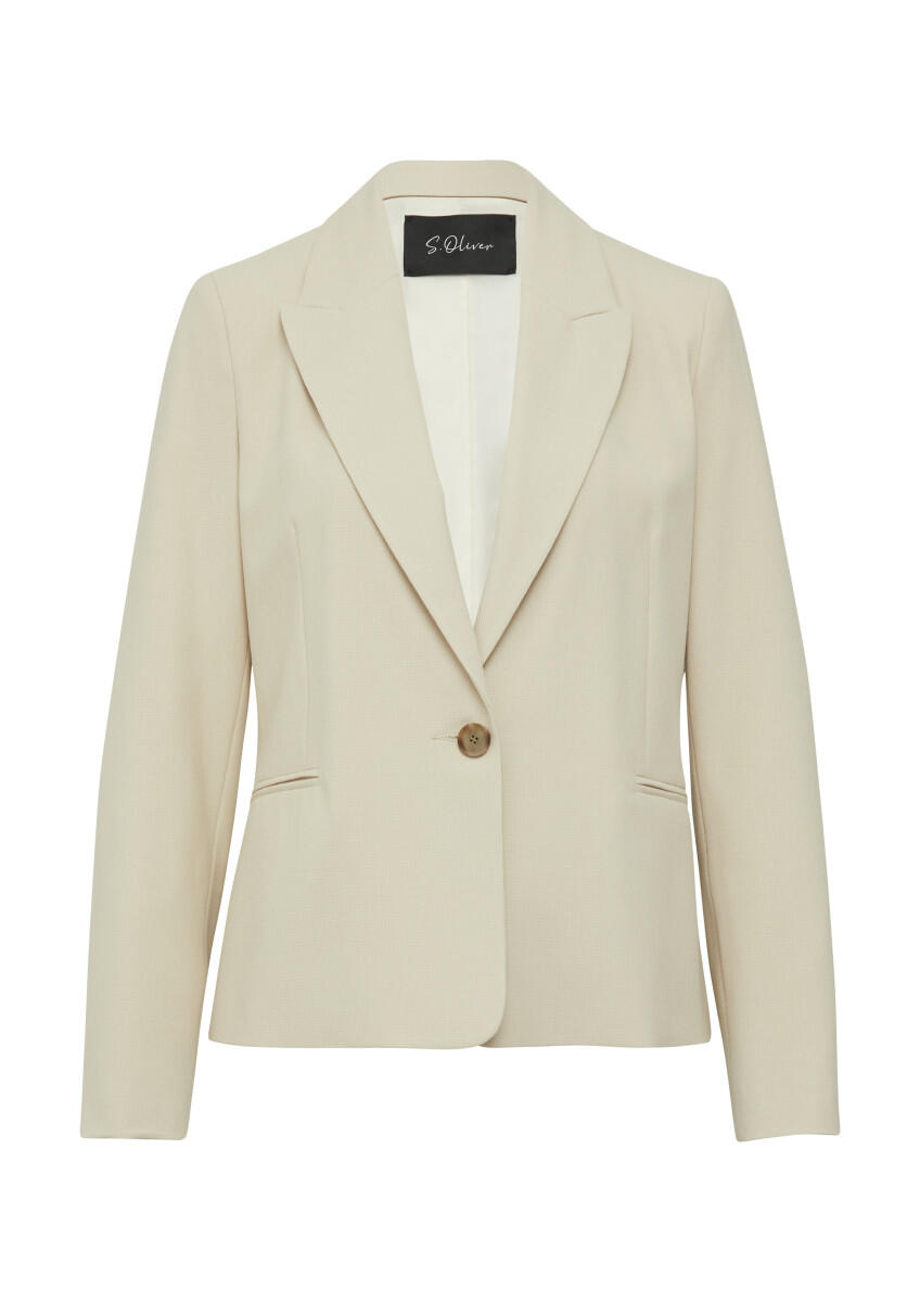 s.Oliver BLACK LABEL - Antaillierter Blazer aus Waffel-Piqué beige - Gr. - 46 von s.Oliver BLACK LABEL