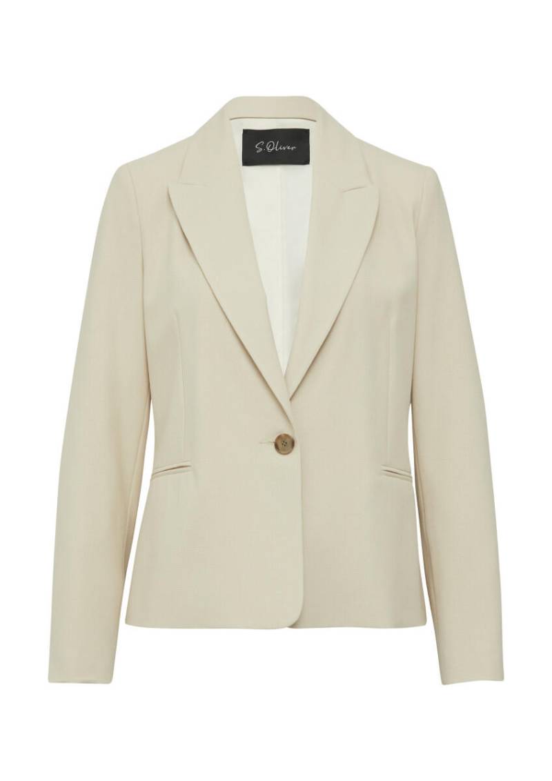 s.Oliver BLACK LABEL - Antaillierter Blazer aus Waffel-Piqué beige - Gr. - 46 von s.Oliver BLACK LABEL