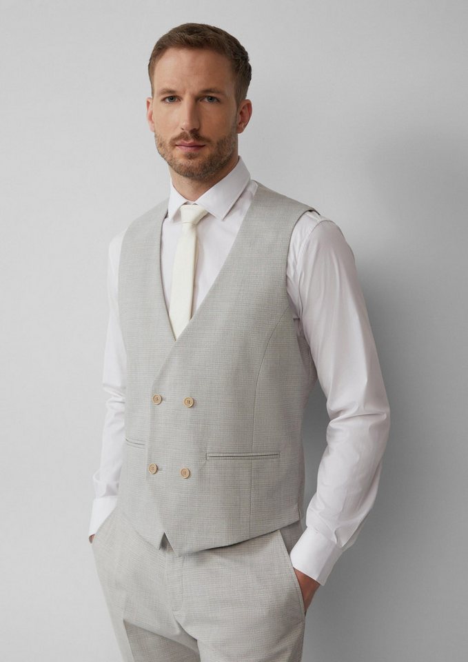s.Oliver BLACK LABEL Anzugweste s.O PURE: Doppelreihige Weste aus kariertem Stretch-Gewebe von s.Oliver BLACK LABEL