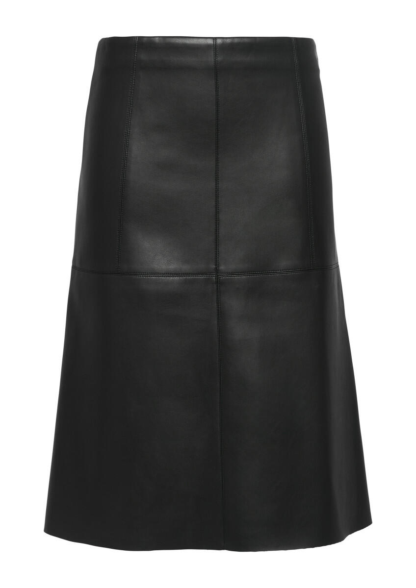 s.Oliver BLACK LABEL - Ausgestellter Rock aus Lederimitat schwarz - Gr. - 46 von s.Oliver BLACK LABEL