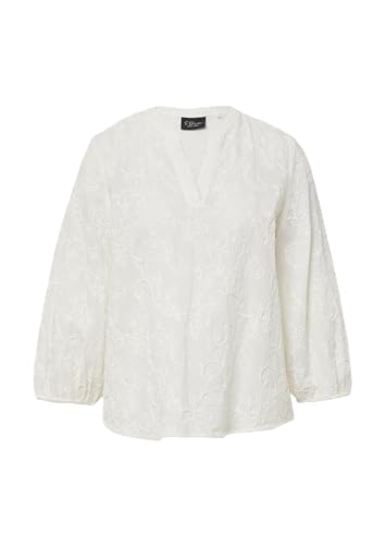 s.Oliver BLACK LABEL Baumwollbluse mit Stickereien und 3/4-Ärmeln Ecru 40 von s.Oliver BLACK LABEL