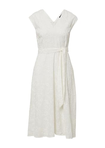 s.Oliver BLACK LABEL Baumwollkleid mit Stickereien und V-Ausschnitt Ecru 48 von s.Oliver BLACK LABEL