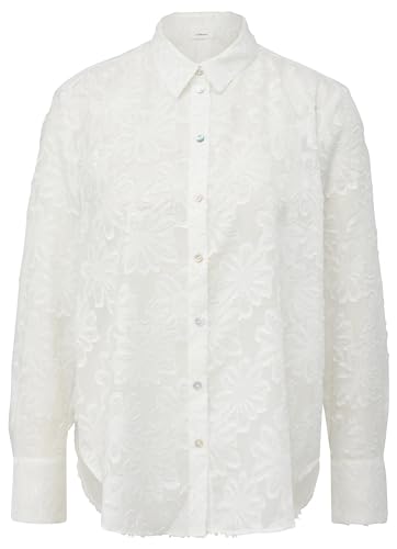 s.Oliver BLACK LABEL Damen 2145051 Bluse Langarm mit Mustertsruktur, White 0200, 40 von s.Oliver BLACK LABEL