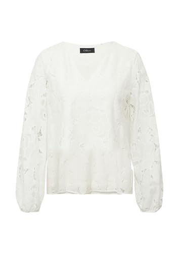 s.Oliver BLACK LABEL Bluse aus Spitze mit Jerseyfutter und V-Ausschnitt Ecru 48 von s.Oliver BLACK LABEL