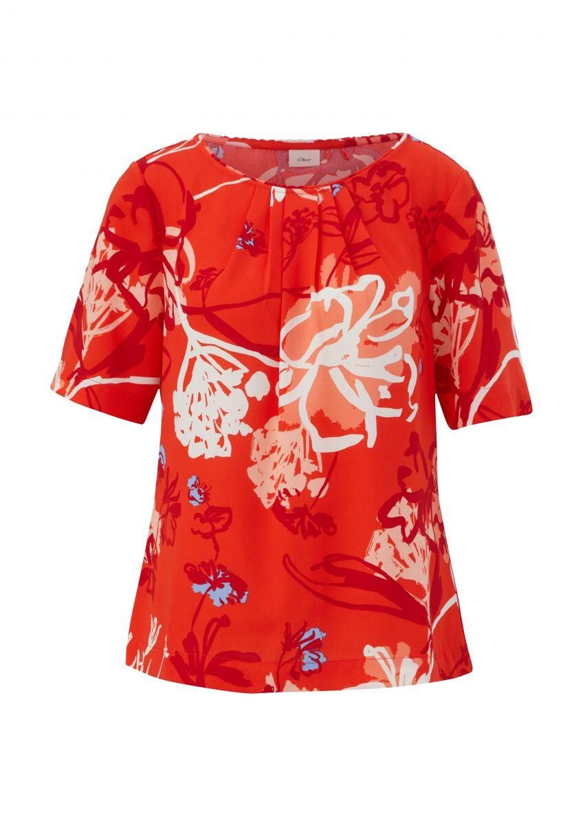 s.Oliver BLACK LABEL - Bluse mit All-over-Print rot - Gr. - 38 von s.Oliver BLACK LABEL