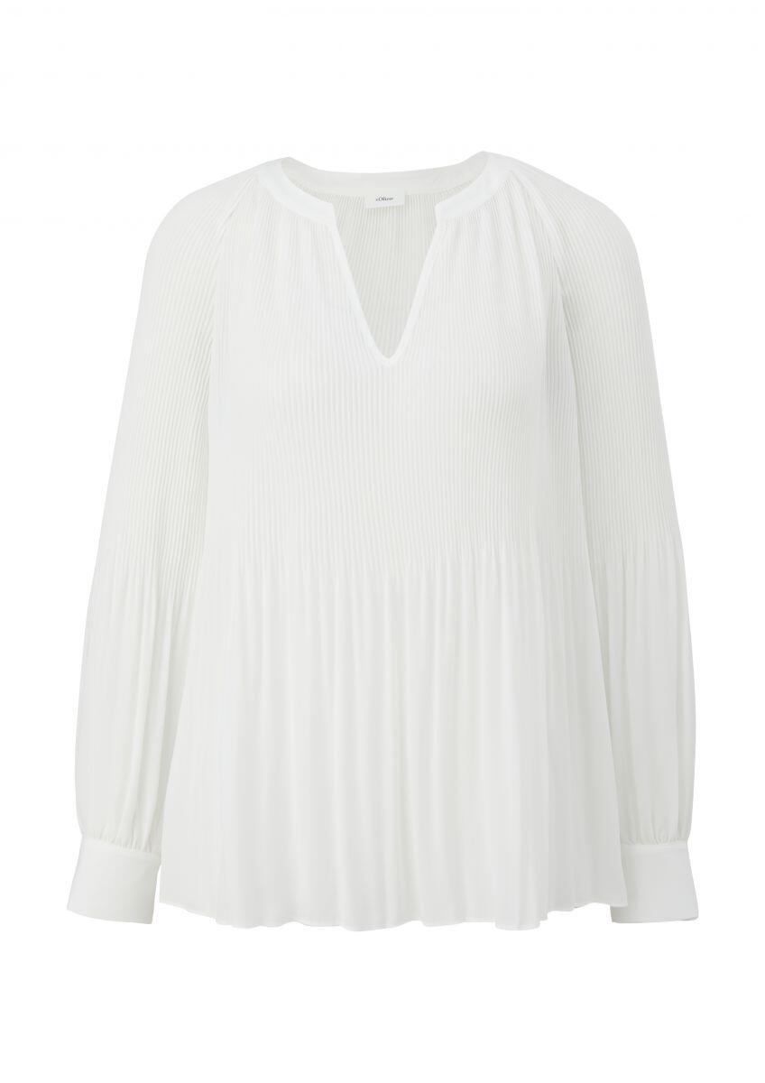 s.Oliver BLACK LABEL - Bluse mit Plissee-Struktur beige - Gr. - 36 von s.Oliver BLACK LABEL