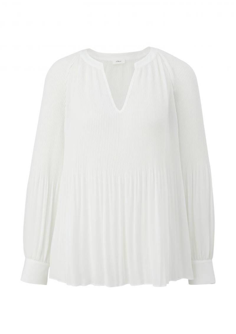 s.Oliver BLACK LABEL - Bluse mit Plissee-Struktur beige - Gr. - 44 von s.Oliver BLACK LABEL