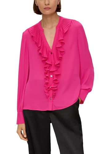 s.Oliver BLACK LABEL Damen 2139580 Bluse mit Rüschen, pink, 42 von s.Oliver BLACK LABEL