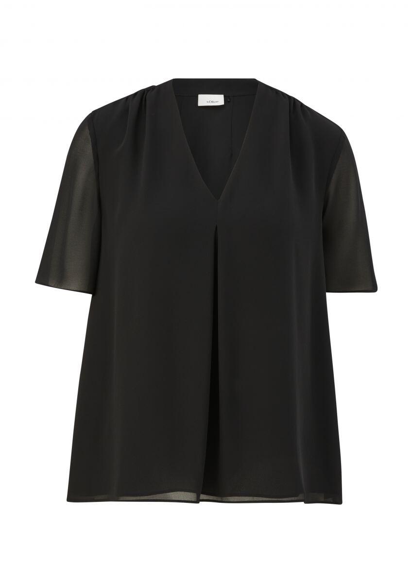 s.Oliver BLACK LABEL - Bluse mit V-Ausschnitt schwarz - Gr. - 36 von s.Oliver BLACK LABEL