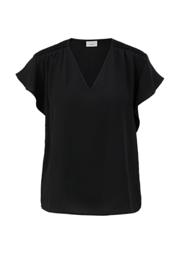s.Oliver BLACK LABEL Blusenshirt mit Smok-Detail und Volantärmeln schwarz 34 von s.Oliver BLACK LABEL