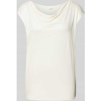 s.Oliver BLACK LABEL Blusenshirt mit Wasserfall-Ausschnitt in Weiss, Größe 42 von s.Oliver BLACK LABEL
