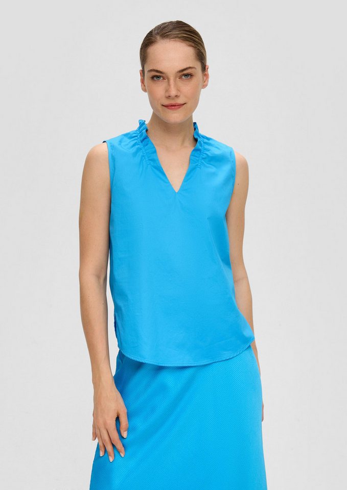 s.Oliver BLACK LABEL Blusentop Ärmellose Bluse mit gerüschtem Kragen Raffung von s.Oliver BLACK LABEL