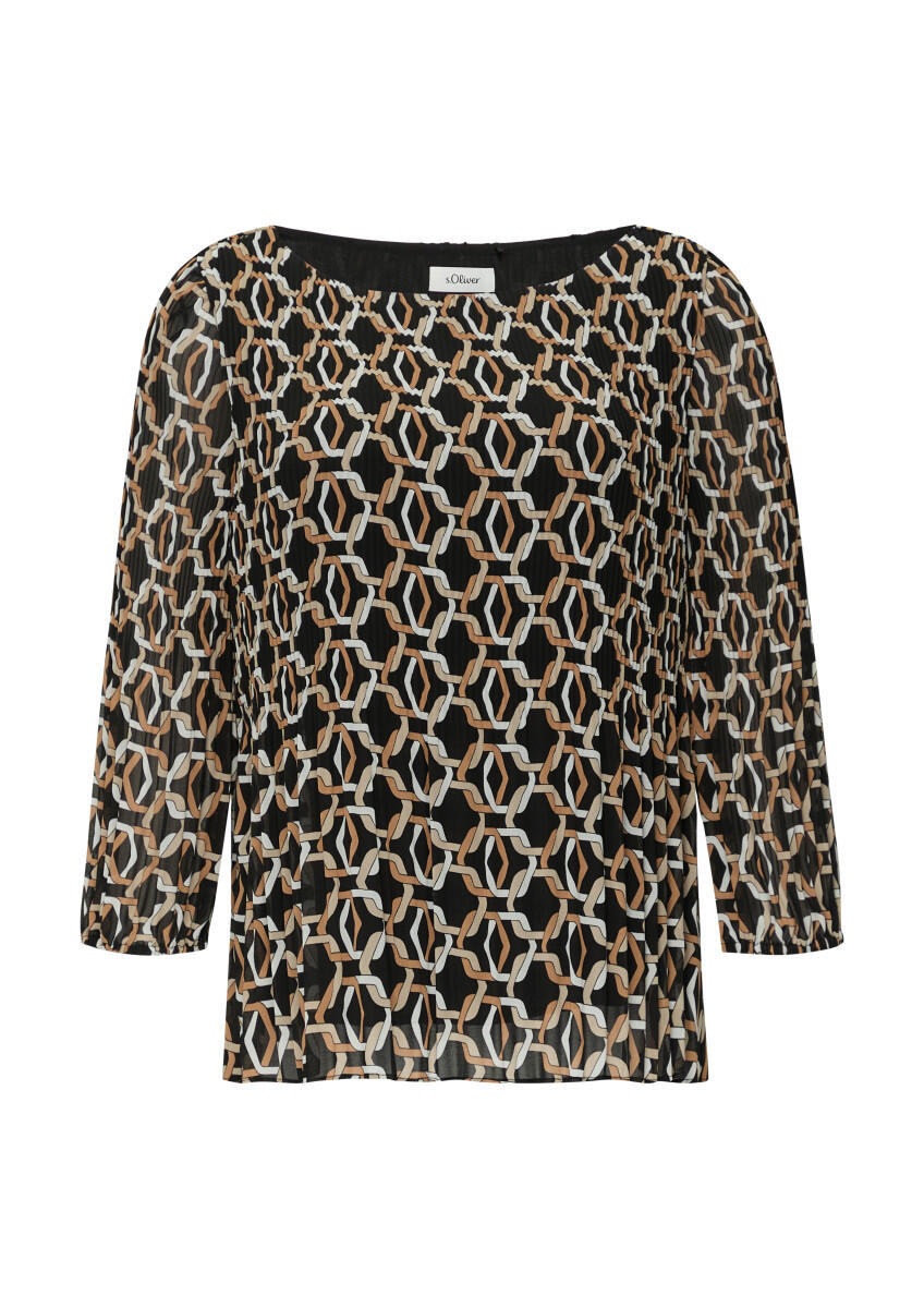 s.Oliver BLACK LABEL - Chiffonbluse mit 3/4-Arm braun/schwarz - Gr. - 36 von s.Oliver BLACK LABEL
